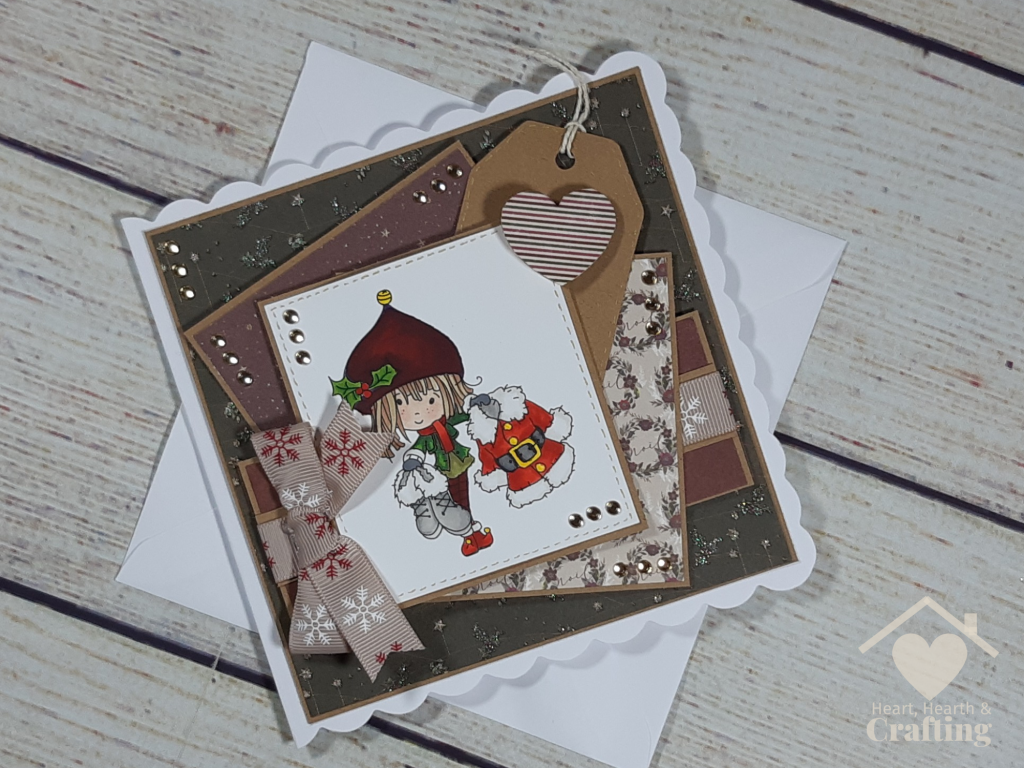 Winnie North Pole Santa's Suit Handmade Christmas Card